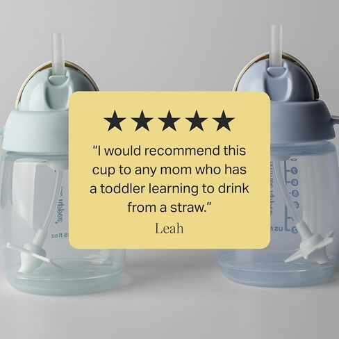 Tommee Tippee Starter Straw Cup, Easy Transition Toddler Cup For 6 Months+, 10oz with Silicone Weighted Straw and Easy-Hold Handles, Pack of 2, Pink and Purple in Kuwait