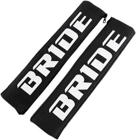 MyBrand Q1-TECH، JDM Bride غطاء حزام الأمان من القماش الناعم وسادات الكتف من القماش مادة مقعد السباق (زوج واحد) (أسود) in Saudi Arabia