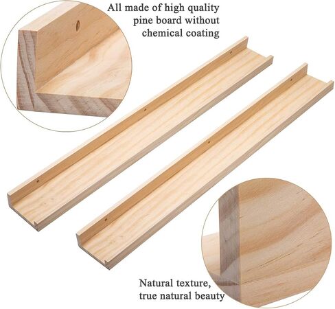 AZSKY 2pc 36in Natural Wood Floating Shelves, Country Rustic Style Wall Shelves for Kids Books, Photo Picture Ledge, Nursery Decor in Saudi Arabia