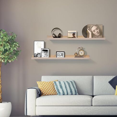AZSKY 2pc 36in Natural Wood Floating Shelves, Country Rustic Style Wall Shelves for Kids Books, Photo Picture Ledge, Nursery Decor in Saudi Arabia