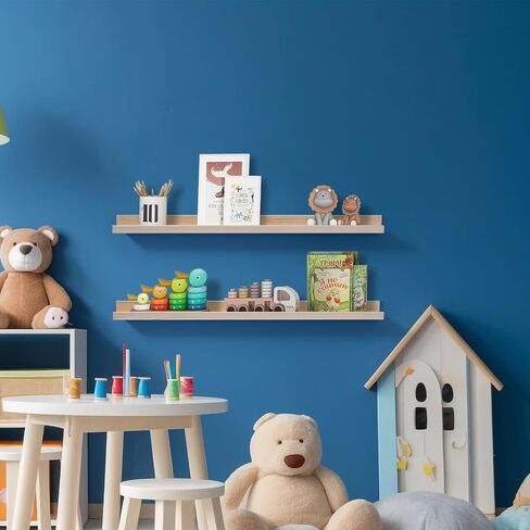 AZSKY 2pc 36in Natural Wood Floating Shelves, Country Rustic Style Wall Shelves for Kids Books, Photo Picture Ledge, Nursery Decor in Saudi Arabia