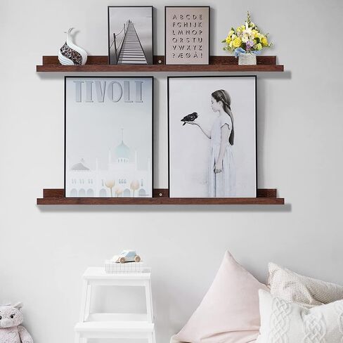 AZSKY 2pc 36in Natural Wood Floating Shelves, Country Rustic Style Wall Shelves for Kids Books, Photo Picture Ledge, Nursery Decor in Saudi Arabia