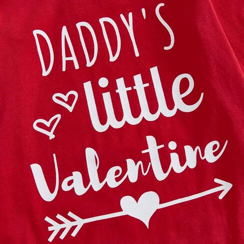 Newborn Baby Girl Valentines Day Outfit Daddy's Valentine Long Sleeve Romper Heart Bow Flare Pants Headband 3Pcs Set in Kuwait