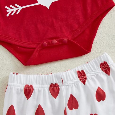 Newborn Baby Girl Valentines Day Outfit Daddy's Valentine Long Sleeve Romper Heart Bow Flare Pants Headband 3Pcs Set in Kuwait