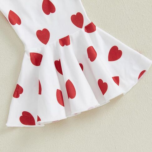 Newborn Baby Girl Valentines Day Outfit Daddy's Valentine Long Sleeve Romper Heart Bow Flare Pants Headband 3Pcs Set in Kuwait