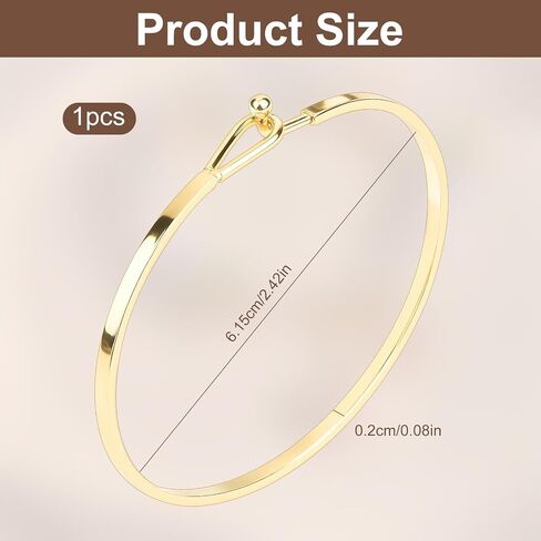 Gold Bar Bracelets for Women, 2.42“ Thin Cuff Bangle Hook Bracelet Golds Cuff Bracelet Adjustable Golden Bracelets for Women Gold Plated Handmade Minimalist Jewelry in Saudi Arabia