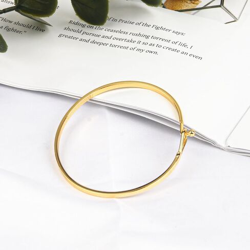 Gold Bar Bracelets for Women, 2.42“ Thin Cuff Bangle Hook Bracelet Golds Cuff Bracelet Adjustable Golden Bracelets for Women Gold Plated Handmade Minimalist Jewelry in Saudi Arabia