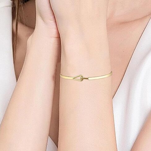 Gold Bar Bracelets for Women, 2.42“ Thin Cuff Bangle Hook Bracelet Golds Cuff Bracelet Adjustable Golden Bracelets for Women Gold Plated Handmade Minimalist Jewelry in Saudi Arabia