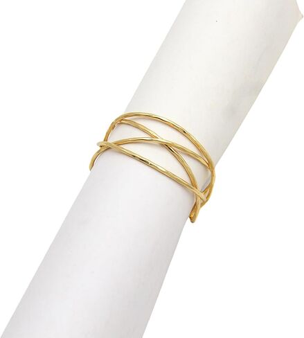 14K Gold Plated Chunky Wrist Cuff Bangle Bracelet for Women – Geometric Web Bangle, Statement Wrist Jewelry Gift in Saudi Arabia