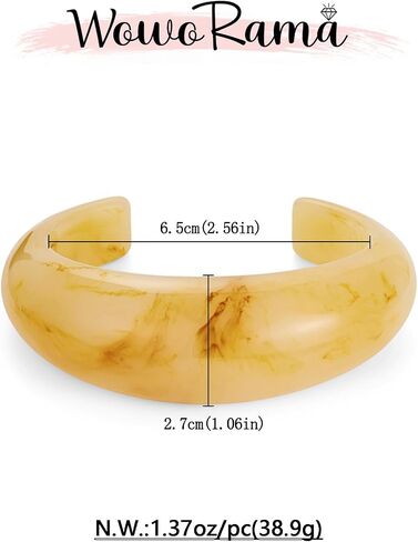 WOWORAMA Acrylic Resin Cuff Bracelet for Women Colorful Acrylic Dome Open Bangles Beige Tortoise Brown Chunky Mottled Acetate Resin Bracelets Jewelry in Saudi Arabia