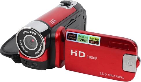 Video Camera Camcorder Digital Camera Recorder 1080P with 2.4 Inch Color Screen, 16MP 16X Zoom Anti Shake Camcorder Built in Battery (Red) in Saudi Arabia