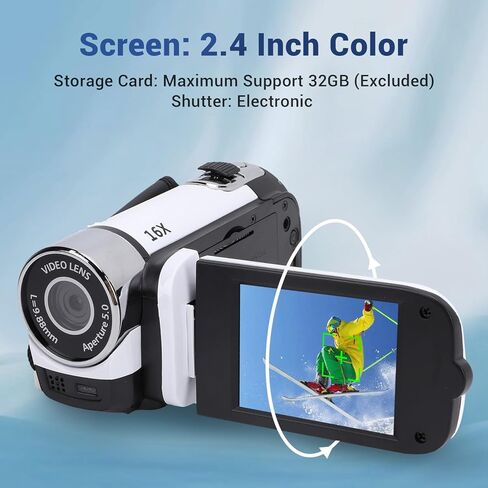 yunir video camera camera camera digital recorder 1080 p مع شاشة ملونة 2.4 بوصة ، 16 ميجابكسل 16x Zoom Anti Camcorder مدمجة في البطارية (أحمر) in Kuwait