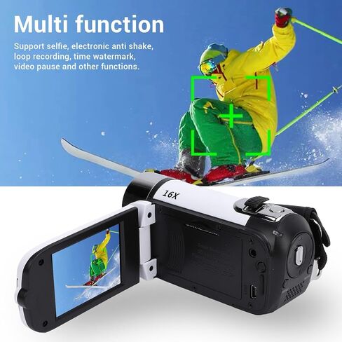 yunir video camera camera camera digital recorder 1080 p مع شاشة ملونة 2.4 بوصة ، 16 ميجابكسل 16x Zoom Anti Camcorder مدمجة في البطارية (أحمر) in Kuwait