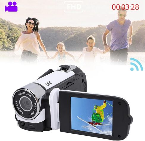 yunir video camera camera camera digital recorder 1080 p مع شاشة ملونة 2.4 بوصة ، 16 ميجابكسل 16x Zoom Anti Camcorder مدمجة في البطارية (أحمر) in Kuwait