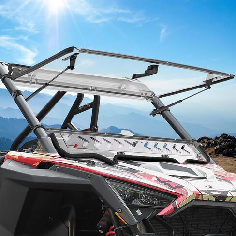 زجاج أمامي قابل للطي من KEMIMOTO مع نافذة منزلقة متوافق مع 2020-2024 RZR PRO XP/4 - زجاج أمامي محسن 3 في 1 مع مشبك محسن لمنع الرفع يناسب السقف in Kuwait