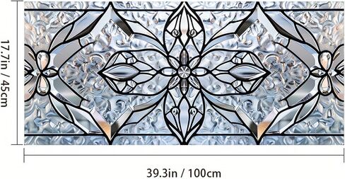 Floral Stained Glass 39.3x17.7 Inch Window Privacy Film Static Cling Decorative Window Film Frosted Glass Sticker UV Blocking Window Tint for Bathroom Door Panel in Saudi Arabia