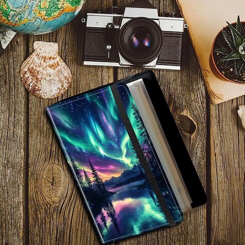 Photo Album 4x6 Photos - 120 Photos Capacity PU Leather Cover,cute small photo album with Strong Elastic Band,for Wedding baby Travel Family photo book Album - Beautiful Northern Lights 2 in Kuwait
