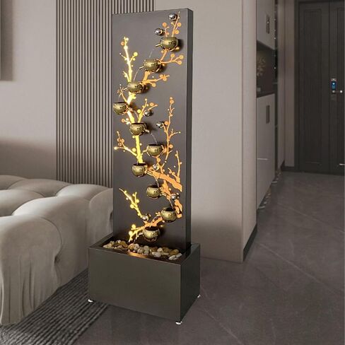 Outdoor Fountains Floor Fountain Ornament, Indoor Fountain, Recirculating Water Fountain with Stones and Lights, Modern Design for Home and Garden Decoration Garden Water Fountain in Saudi Arabia