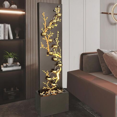 Outdoor Fountains Floor Fountain Ornament, Indoor Fountain, Recirculating Water Fountain with Stones and Lights, Modern Design for Home and Garden Decoration Garden Water Fountain in Saudi Arabia