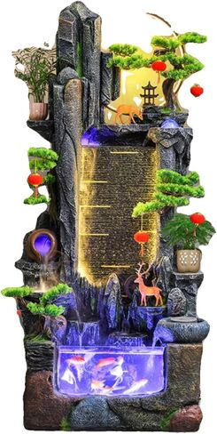 Outdoor Fountains Water Fountain with Rockery, Circulating Water Landscape Fish Tank, Living Room Balcony Office Decorations Garden Water Fountain(L) in Saudi Arabia