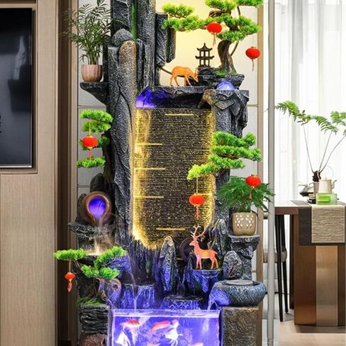 Outdoor Fountains Water Fountain with Rockery, Circulating Water Landscape Fish Tank, Living Room Balcony Office Decorations Garden Water Fountain(L) in Saudi Arabia