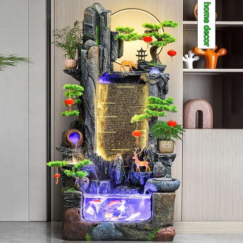 Outdoor Fountains Water Fountain with Rockery, Circulating Water Landscape Fish Tank, Living Room Balcony Office Decorations Garden Water Fountain(L) in Saudi Arabia