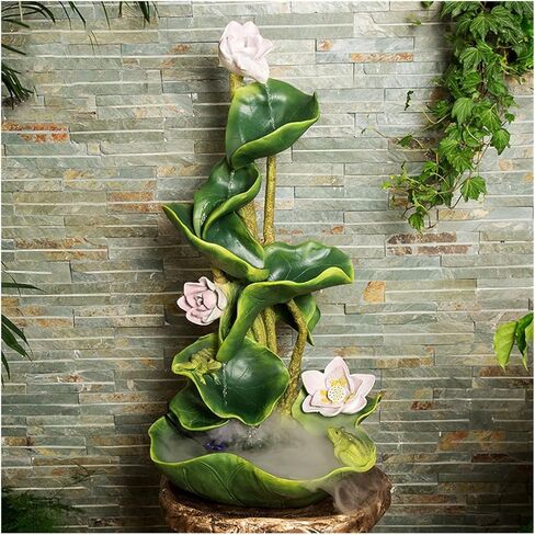 Outdoor Fountains Lotus Flowing Water Fountain, Floor Standing Ornaments, Floor Circulating Water Fountain, for Office and Home Décor Garden Water Fountain in Saudi Arabia