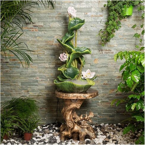 Outdoor Fountains Lotus Flowing Water Fountain, Floor Standing Ornaments, Floor Circulating Water Fountain, for Office and Home Décor Garden Water Fountain in Saudi Arabia