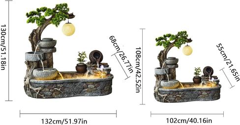 Outdoor Fountains Water Fountain- Indoor Outdoor Floor Standing Fountain Waterfall, Outdoor Fountains Garden for Garden Patio Backyard Porch Home Art Decor Garden Water Fountain(102*55*108CM) in Saudi Arabia