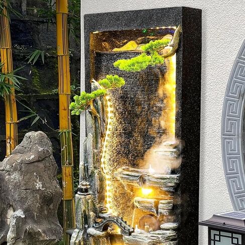 Outdoor Fountains Indoor/Outdoor Garden Water Fountain with LED Lights, Large Rockery Floor-Standing Fountain, Waterfall Feature for Home Garden Decor Garden Water Fountain in Saudi Arabia