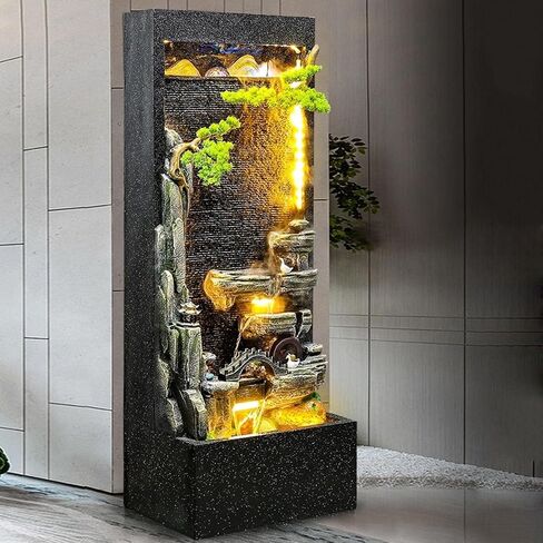 Outdoor Fountains Indoor/Outdoor Garden Water Fountain with LED Lights, Large Rockery Floor-Standing Fountain, Waterfall Feature for Home Garden Decor Garden Water Fountain in Saudi Arabia