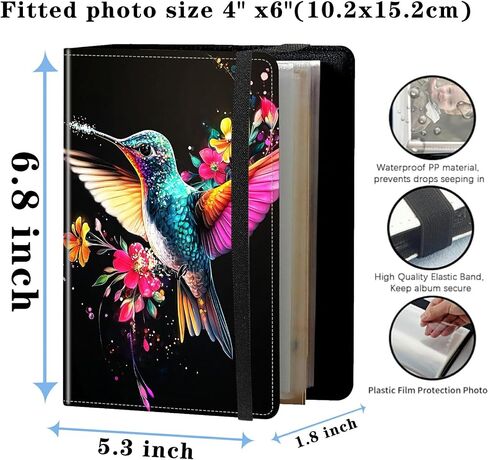 Photo Album 4x6 Photos - 120 Photos Capacity PU Leather Cover,cute small photo album with Strong Elastic Band,for Wedding baby Travel Family photo book Album - Beautiful Northern Lights 2 in Kuwait