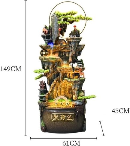 Outdoor Fountains Feng Shui Circular Waterfall Fountain Vintage Waterfall Fountain with Illumination Used for Living Room and Entrance, 149cm Garden Water Fountain in Saudi Arabia