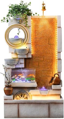 Outdoor Fountains Indoor Leisure Fountain Waterfall with Fish Tank and Plant Misting Humidifier, Floor Standing Fountain for Home and Bedroom Decoration Garden Water Fountain(Blue) in Saudi Arabia