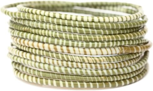 NewCharms 10 Olive Green and White Recycled Flip-Flop Bracelets Hand Made in Africa in Saudi Arabia