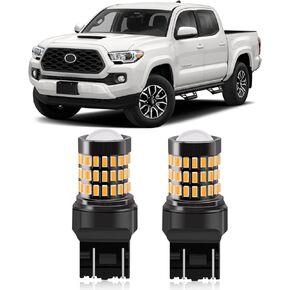 Amber Yellow 7443 7444 7440 T20 LED Bulbs with Projector Front/Rear Turn Signal Blinker Lights Compatible with 2016 2017 2018 2019 2020 2021 Toyota Tacoma, Pack of 2