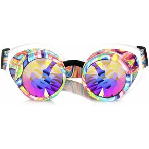 GloFX Kandi Swirl Padded Kaleidoscope Goggles Diffraction Rave Edm Limited Edition Rainbow