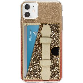 Stick-On Credit Card & ID Holder for Smartphone | Phone Case Wallet w/Finger Strap | 3M Quick Peel & Stick | Adjustable Strap & 2-Pocket Design | Card Holder & Phone Wallet Accessory (Blue)