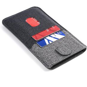 Dockem Luxe Wallet Sleeve 2.0 for iPhone 14, 14 Pro, 13, 13 Pro, 12, 12 Pro, 11 & XR: Canvas Style PU Leather Card Case: Slim Professional Executive Pouch Cover with 4 Card Holder Slots [Black/Grey]
