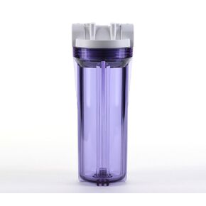 Hydronix HF3-10CLWH14, 10" Clear Housing with White Rib Cap For RO & Filtration Systems, 1/4" Ports