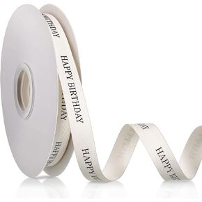 30 Yards 5/8 Inch Cotton Ribbon Happy Birthday Ribbon Craft Ribbon Birthday Ribbons for Gift Wrapping for Birthday Gifts Party Supplies Bow Making