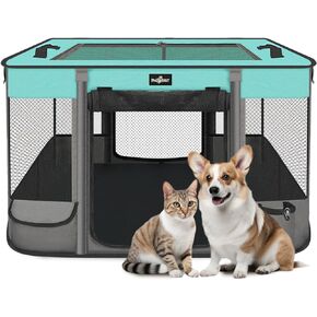 Foldable Pet Kitten Playpen, Upgrade Waterproof Portable Pet Cat Dog Playpen Kennel Tent for Small Dog Cat, Removable Shade Cover, Come with Free Carrying Case, Indoor Outdoor Use for Small Pet, Pink