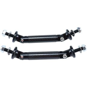 2pcs 45mm 1.77" Car Universal Front Lip Splitter Bumper Support Strut Rod Carbon Fiber Auto Adjustable Fasteners Lever Black