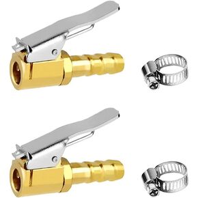 Joywayus Tire Inflator Valve 1/4" Open Flow Air Chuck with Lock Connector and Stainless Steel Clamp