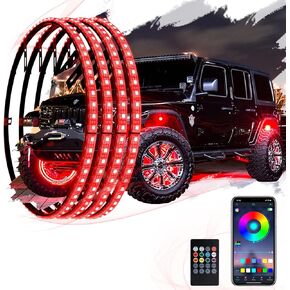 15.5 Inch LED Wheel Ring Lights with Turn Signal and Braking Functionand Rim Lights Chasing Wheel Lights for Truck Car Pickup with 18" 19" Tires Controlled by Remote and App 4pcs (Multi Color)