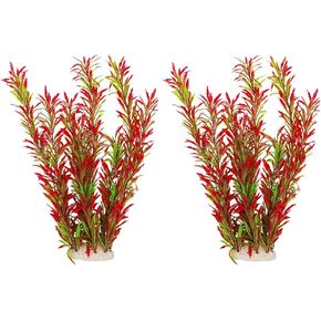 2 pcs Aquarium Decor Plastic Plants Extra Large 21 Inches Artificial Fish Tank Plants Tall Fish Tank Decorations Artificial Green Water Plants (Green)