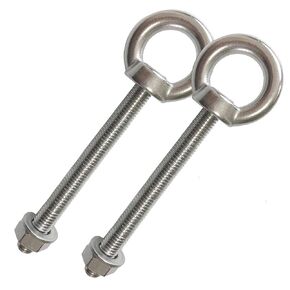 Stainless Steel Eye Bolts, 2 Pack M10 Shoulder Eye Bolt 4" Heavy Duty EyeBolts Screws in Eye Hooks with Washer and Nuts for Lifting Ring Eyebolt, Long Shank Thread Length 100mm