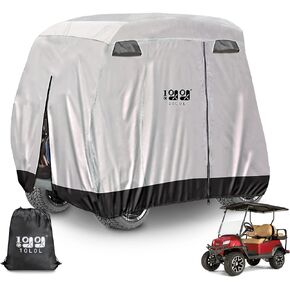Golf Cart Covers Universal Fits Yamaha EZGO Club Car Lifted 2/4 Passengers 600D Waterproof Windproof Sunproof Outdoor Full Cover 3-Zipper
