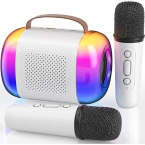 Mini Karaoke Machine for Kids Adults with 2 Wireless Microphones Portable Bluetooth Speaker Mini Karaoke Toys Gifts for Boys and Girls Birthday Party Home Party