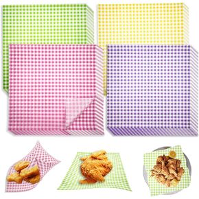 200 Sheets Deli Paper 12" x 12" Grease Proof Checkered Dry Wax Paper Sheets Wrap Paper for Bread,Sandwich and Hamburger, Food Basket Liners for Picnic, Party, BBQ